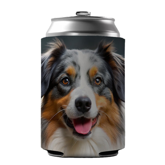 Australian Shepherd Dog Photo Can Cooler Beer Soda Drink Insulated Holder Sleeve Hugger
