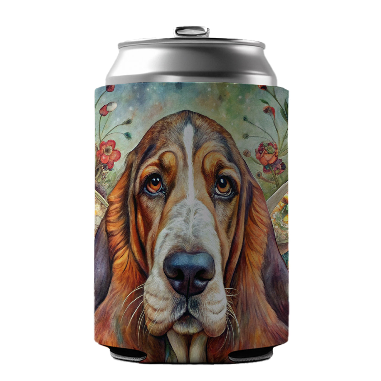 Basset Hound Dog Bohemian Art Can Cooler Beer Soda Drink Insulated Holder Sleeve Hugger