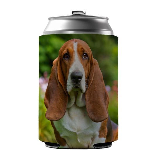 Basset Hound Dog Photo Can Cooler Beer Soda Drink Insulated Holder Sleeve Hugger