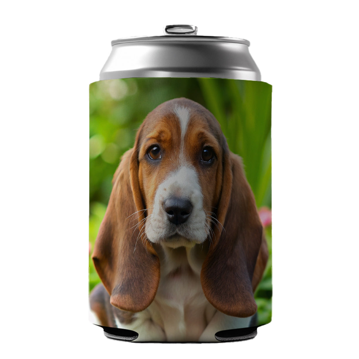 Basset Hound Dog Puppy Photo Can Cooler Beer Soda Drink Insulated Holder Sleeve Hugger