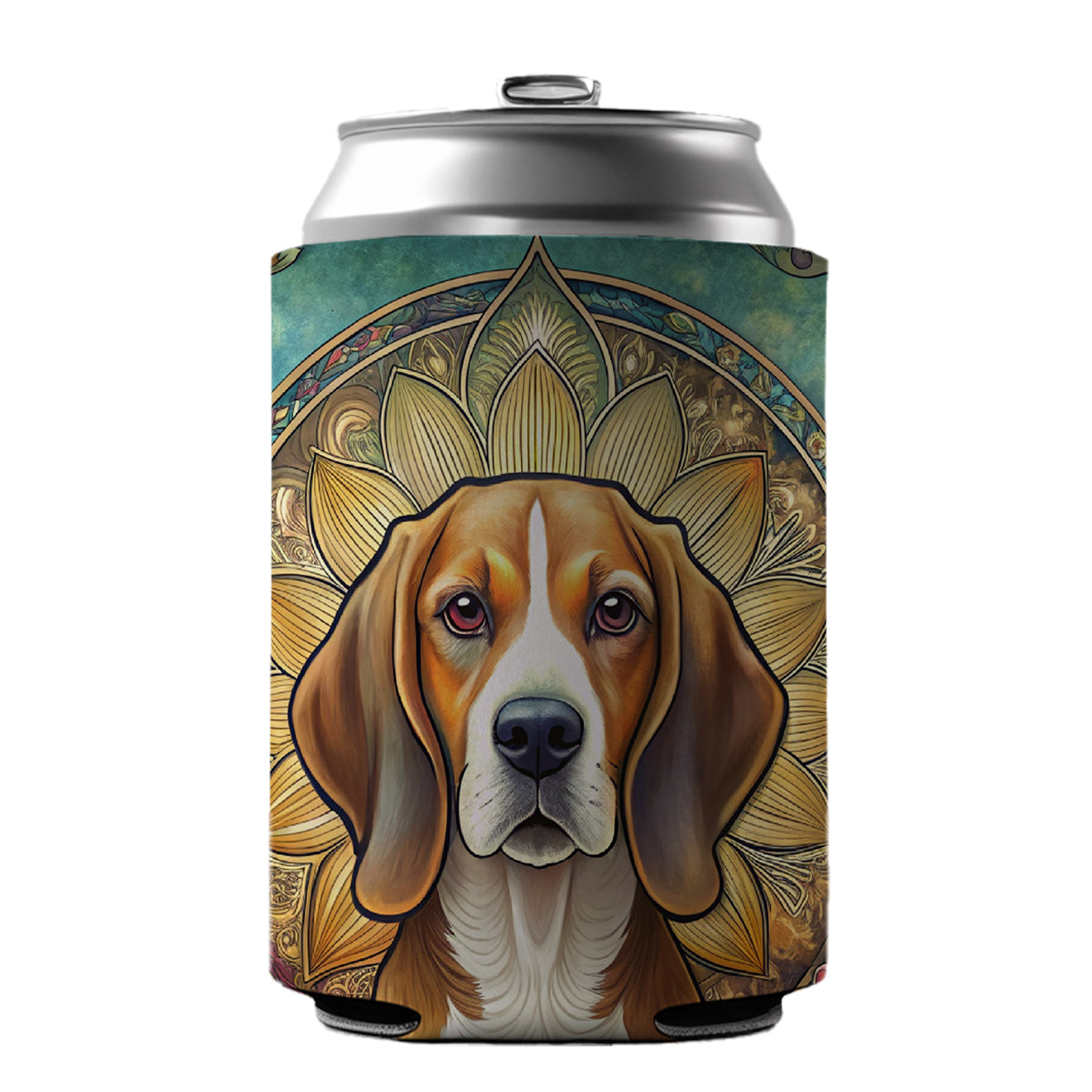Beagle Dog Art Nouveau Can Cooler Beer Soda Drink Insulated Holder Sleeve Hugger