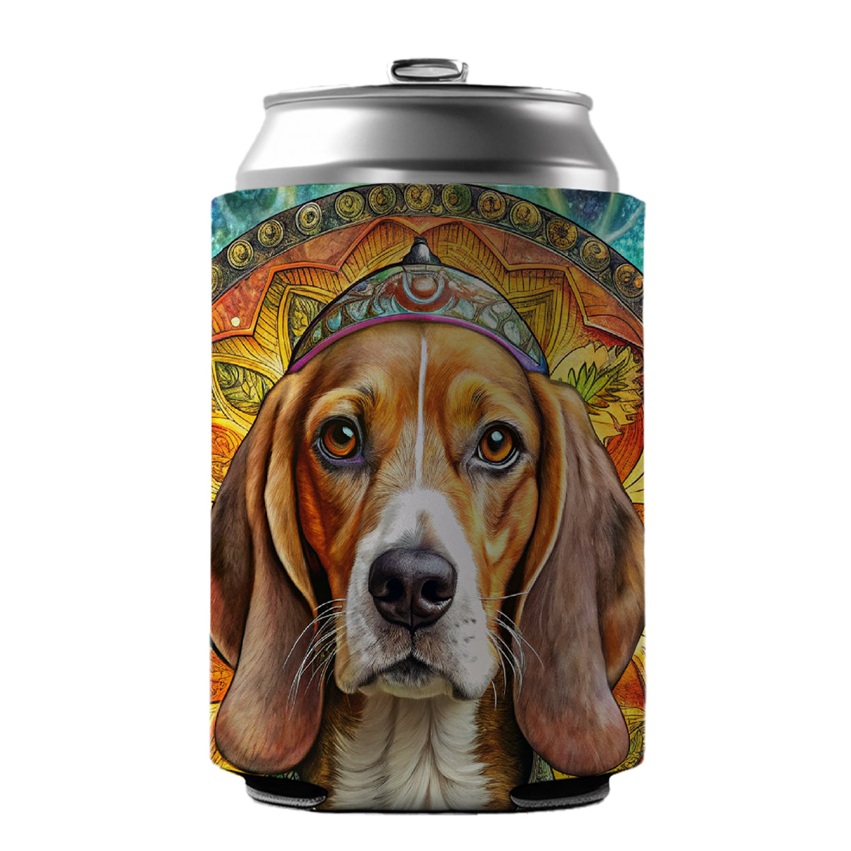 Beagle Dog Bohemian Art Can Cooler Beer Soda Drink Insulated Holder Sleeve Hugger