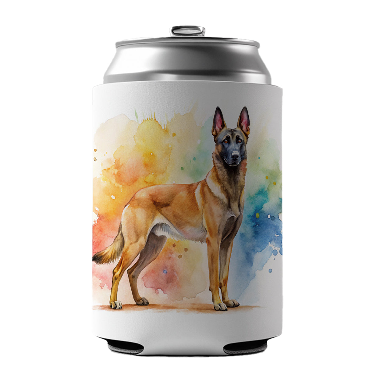 Belgian Malinois Dog Watercolor Style Can Cooler Beer Soda Drink Insulated Holder Sleeve Hugger