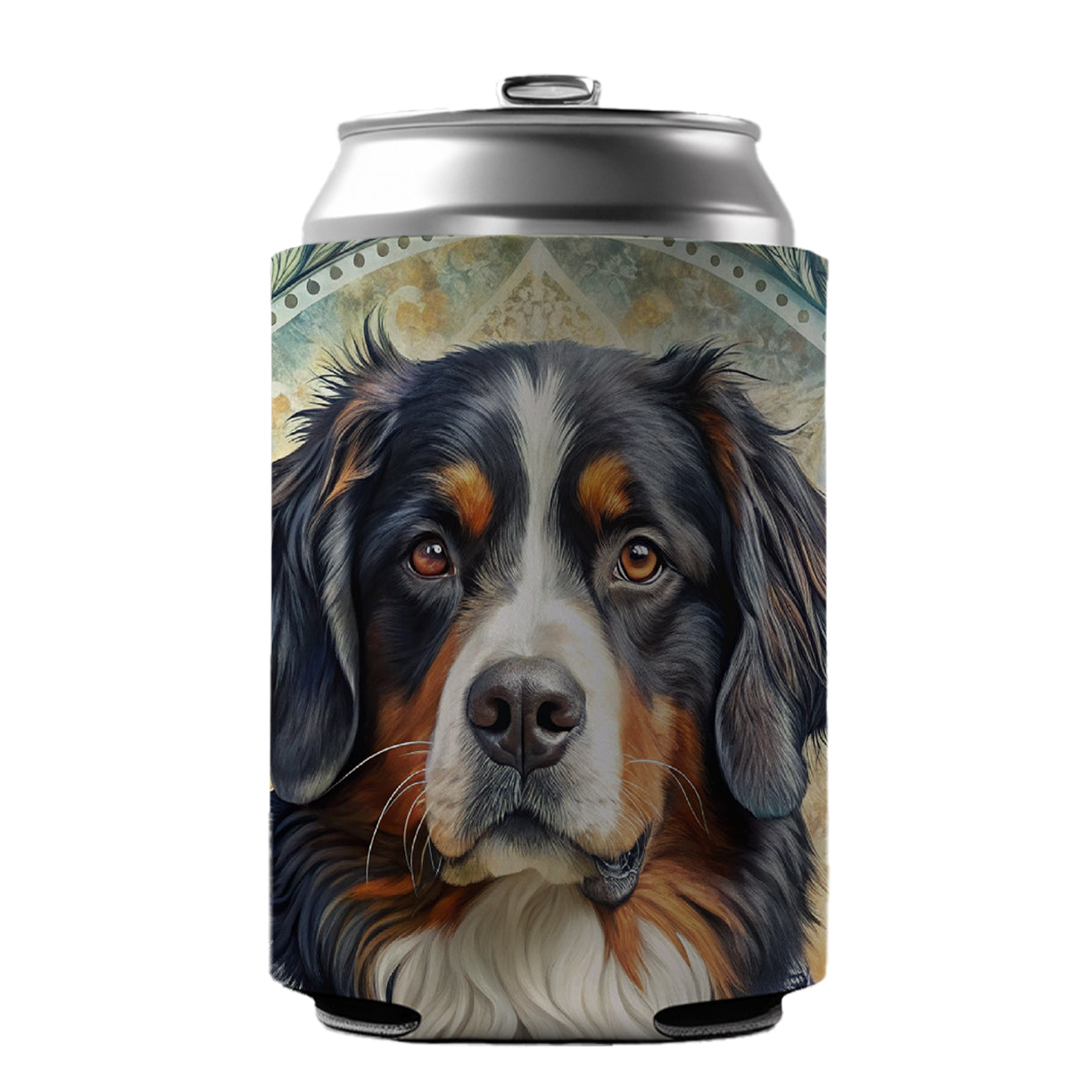 Bernese Mountain Dog French Bohemian Art Can Cooler Beer Soda Drink Insulated Holder Sleeve Hugger