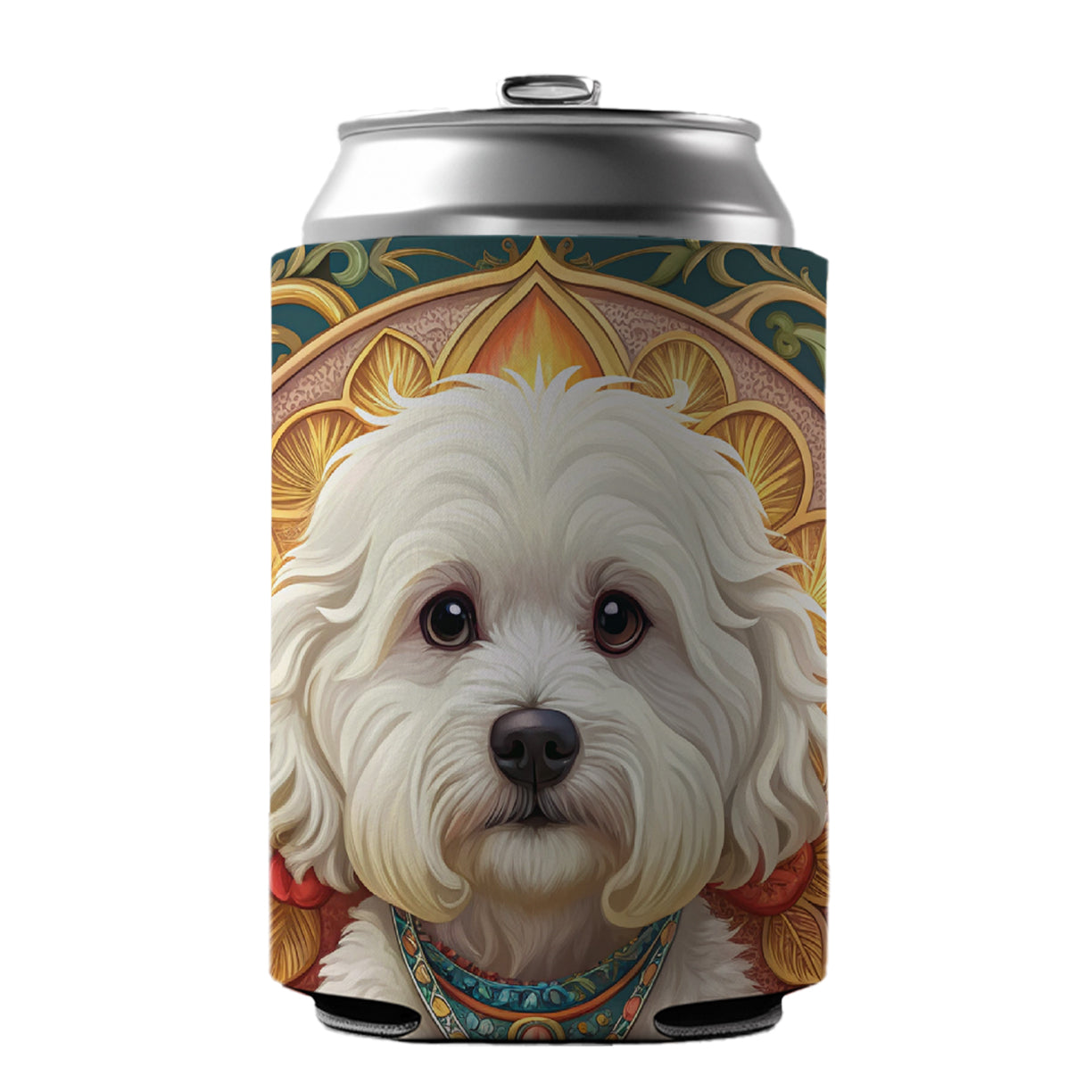 Bichon Frise Dog Art Nouveau Can Cooler Beer Soda Drink Insulated Holder Sleeve Hugger