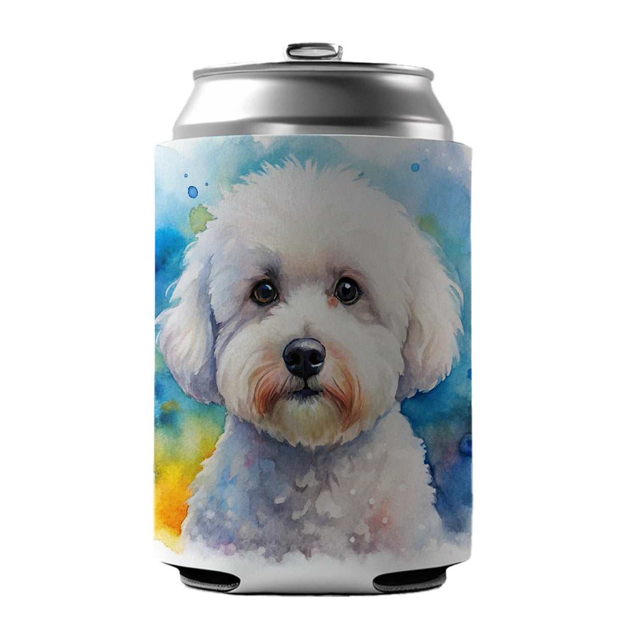 Bichon Frise Dog Watercolor Style Can Cooler Beer Soda Drink Insulated Holder Sleeve Hugger