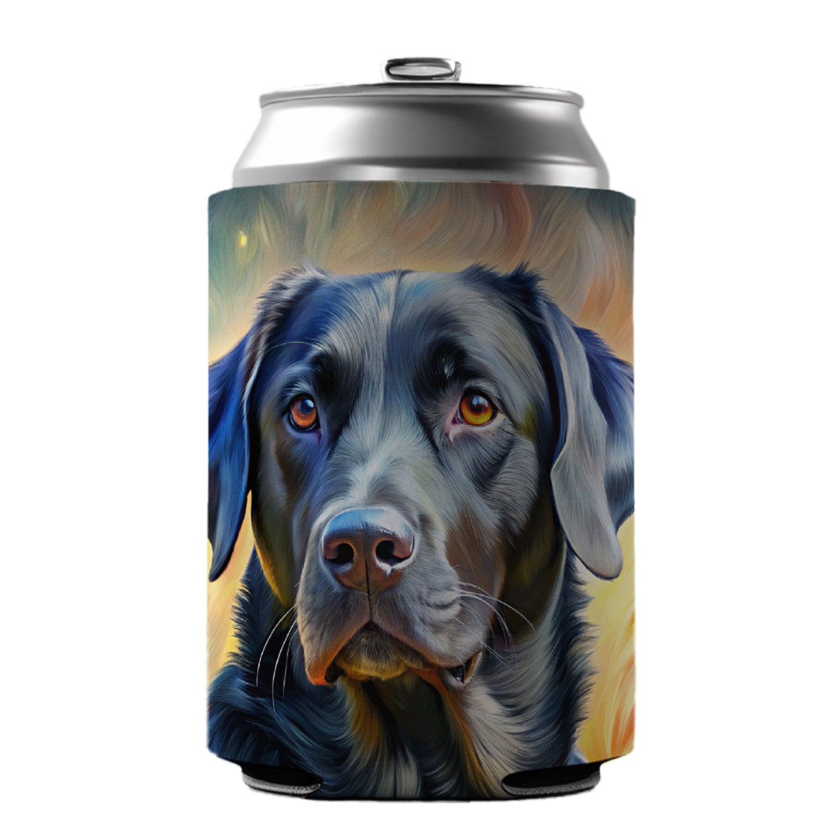 Black Labrador Retriever Dog Expressionism Art Can Cooler Beer Soda Drink Insulated Holder Sleeve Hugger