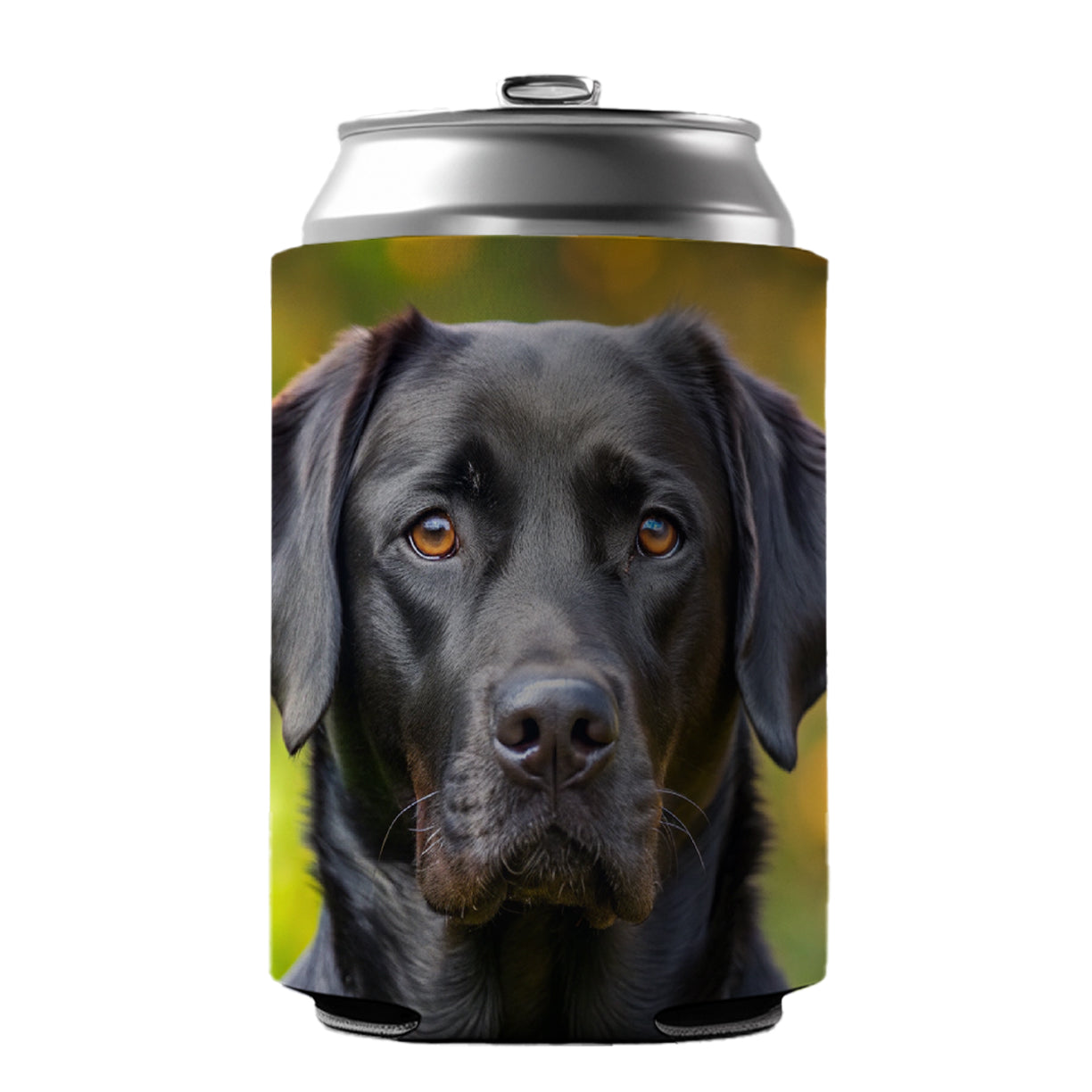 Black Labrador Retriever Dog Photo Can Cooler Beer Soda Drink Insulated Holder Sleeve Hugger