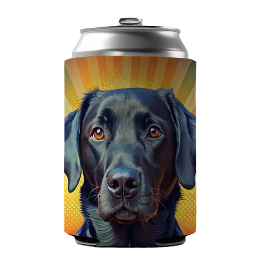 Black Labrador Retriever Dog Pop Art Can Cooler Beer Soda Drink Insulated Holder Sleeve Hugger