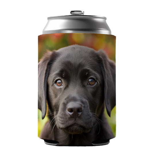 Black Labrador Retriever Dog Puppy Photo Can Cooler Beer Soda Drink Insulated Holder Sleeve Hugger