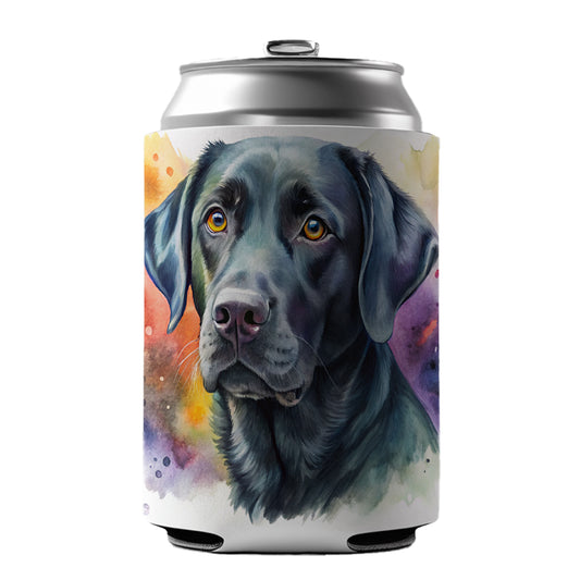 Black Labrador Retriever Dog Watercolor Style Can Cooler Beer Soda Drink Insulated Holder Sleeve Hugger