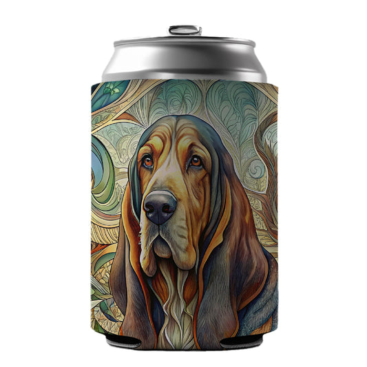 Bloodhound Dog Art Nouveau Can Cooler Beer Soda Drink Insulated Holder Sleeve Hugger