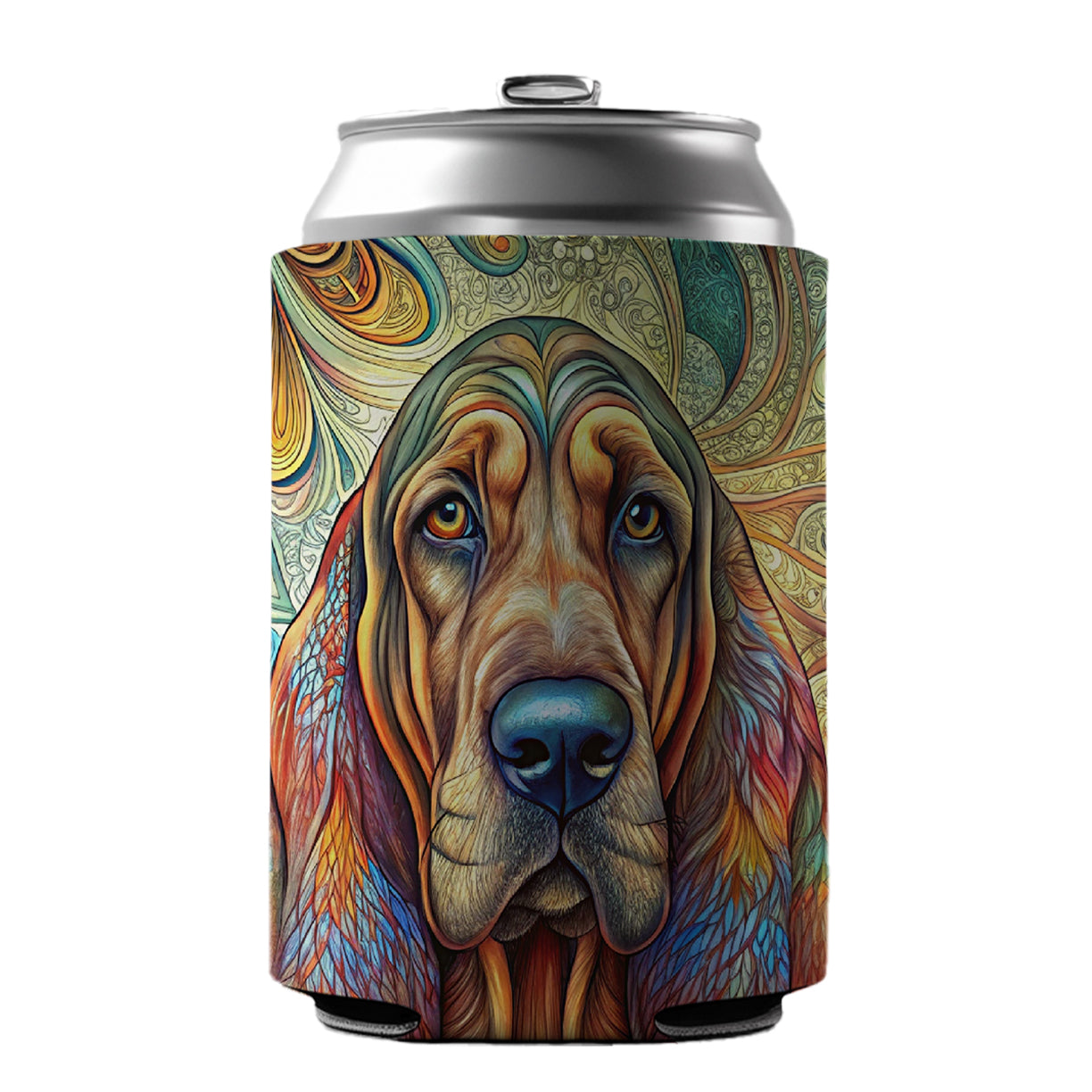 Bloodhound Dog Bohemian Art Can Cooler Beer Soda Drink Insulated Holder Sleeve Hugger