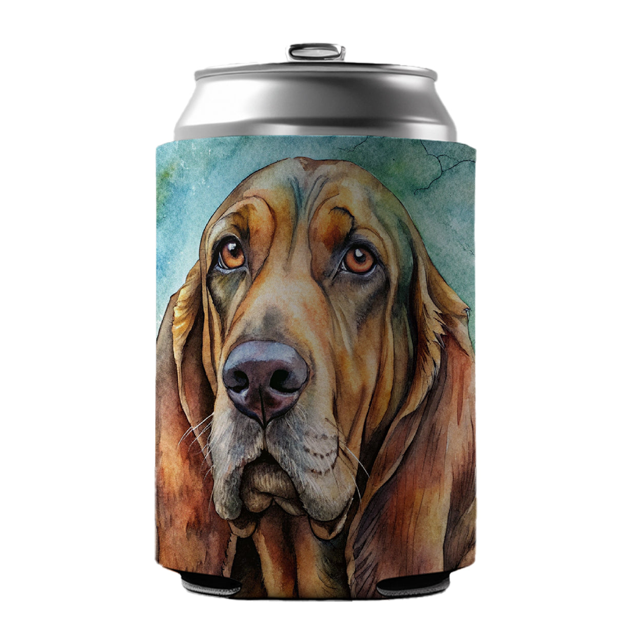 Bloodhound Dog Illustration Can Cooler Beer Soda Drink Insulated Holder Sleeve Hugger