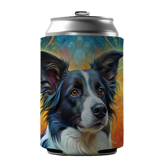 Border Collie Dog Abstract Art Can Cooler Beer Soda Drink Insulated Holder Sleeve Hugger