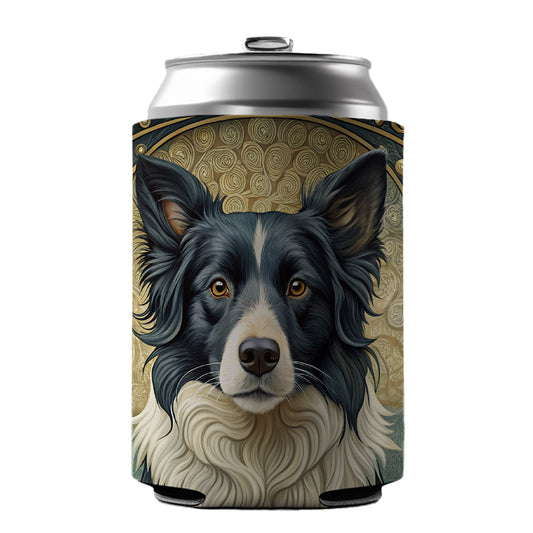 Border Collie Dog Art Nouveau Can Cooler Beer Soda Drink Insulated Holder Sleeve Hugger
