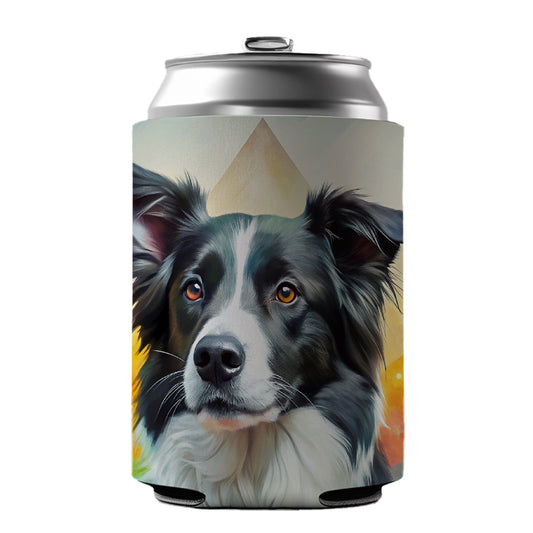 Border Collie Dog Contemporary Art Can Cooler Beer Soda Drink Insulated Holder Sleeve Hugger