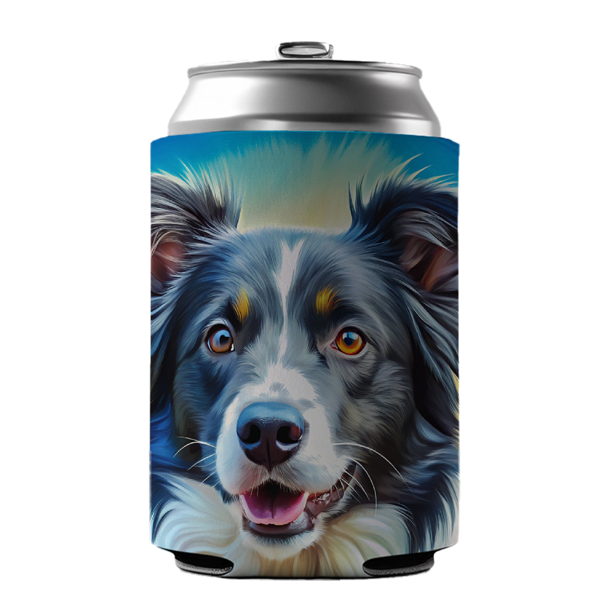 Border Collie Dog Pop Art Can Cooler Beer Soda Drink Insulated Holder Sleeve Hugger