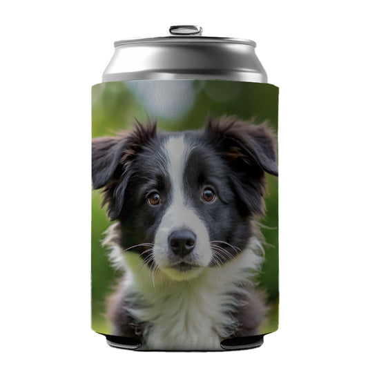 Border Collie Dog Puppy Photo Can Cooler Beer Soda Drink Insulated Holder Sleeve Hugger