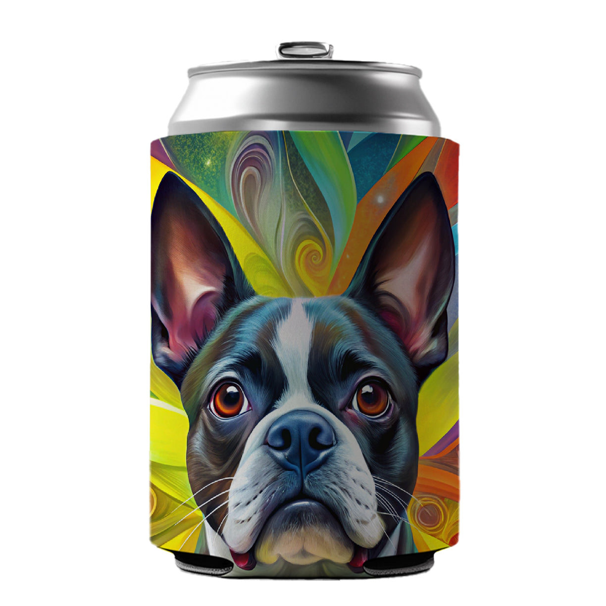 Boston Terrier Dog Abstract Art Can Cooler Beer Soda Drink Insulated Holder Sleeve Hugger