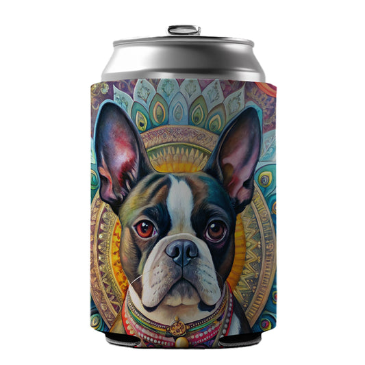 Boston Terrier Dog Bohemian Art Can Cooler Beer Soda Drink Insulated Holder Sleeve Hugger