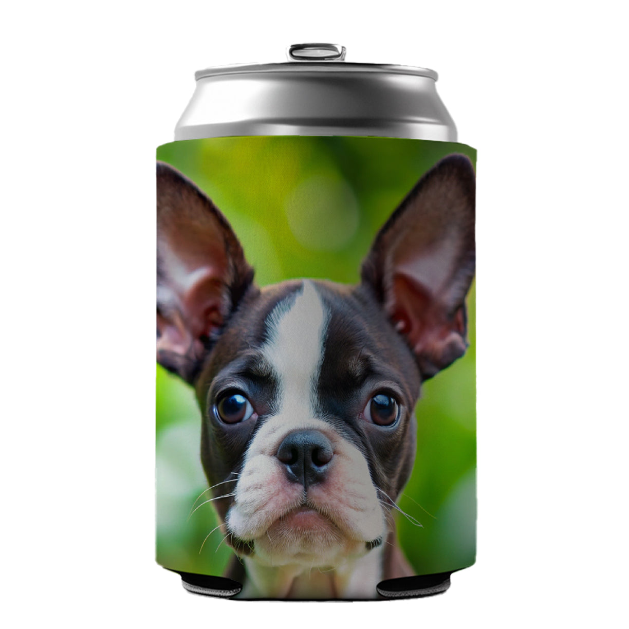 Boston Terrier Dog Puppy Photo Can Cooler Beer Soda Drink Insulated Holder Sleeve Hugger