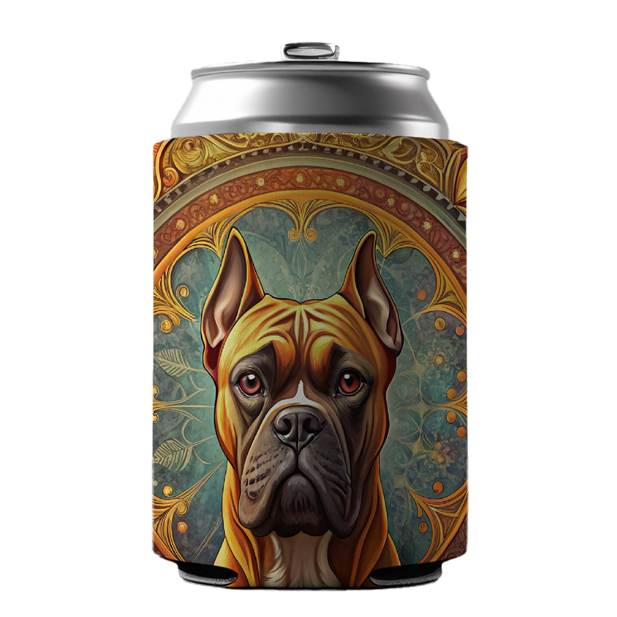 Boxer Dog Art Nouveau Can Cooler Beer Soda Drink Insulated Holder Sleeve Hugger