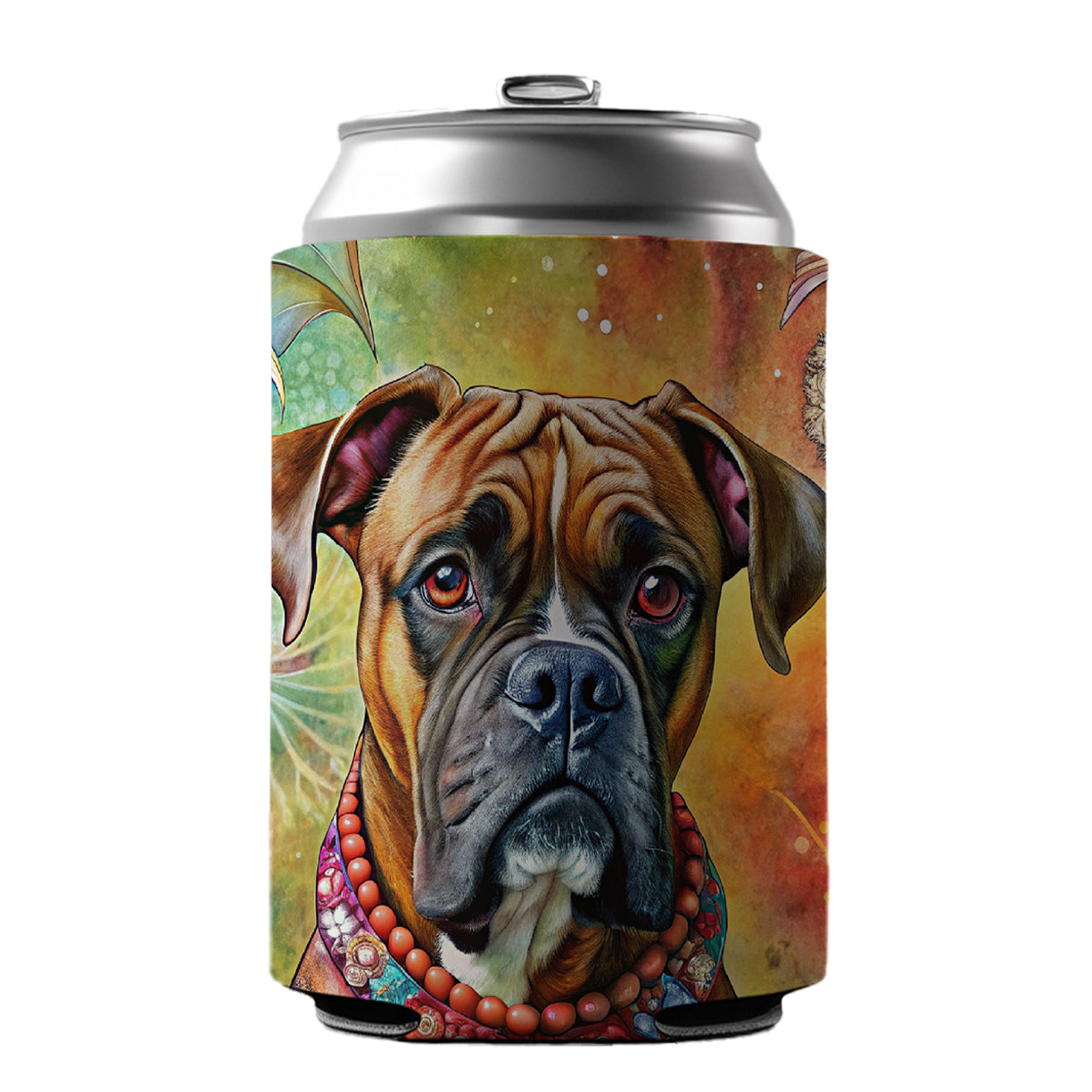 Boxer Dog Bohemian Art Can Cooler Beer Soda Drink Insulated Holder Sleeve Hugger