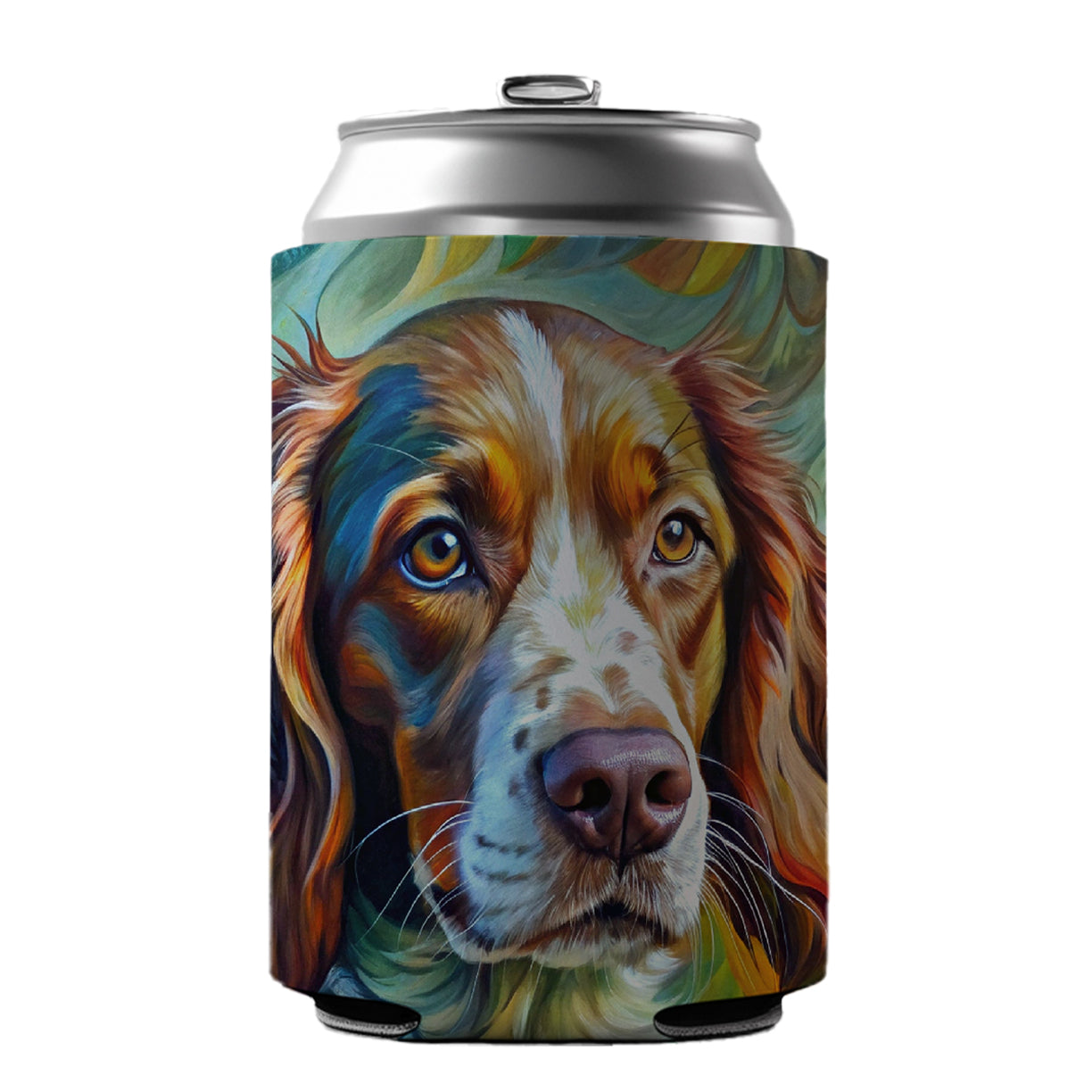 Brittany Spaniel Dog Abstract Art Can Cooler Beer Soda Drink Insulated Holder Sleeve Hugger