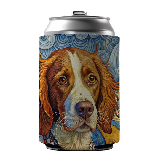 Brittany Spaniel Dog French Bohemian Art Can Cooler Beer Soda Drink Insulated Holder Sleeve Hugger