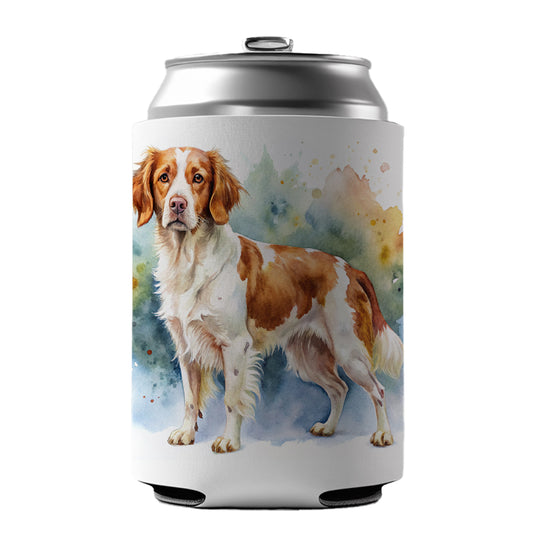 Brittany Spaniel Dog Watercolor Style Can Cooler Beer Soda Drink Insulated Holder Sleeve Hugger