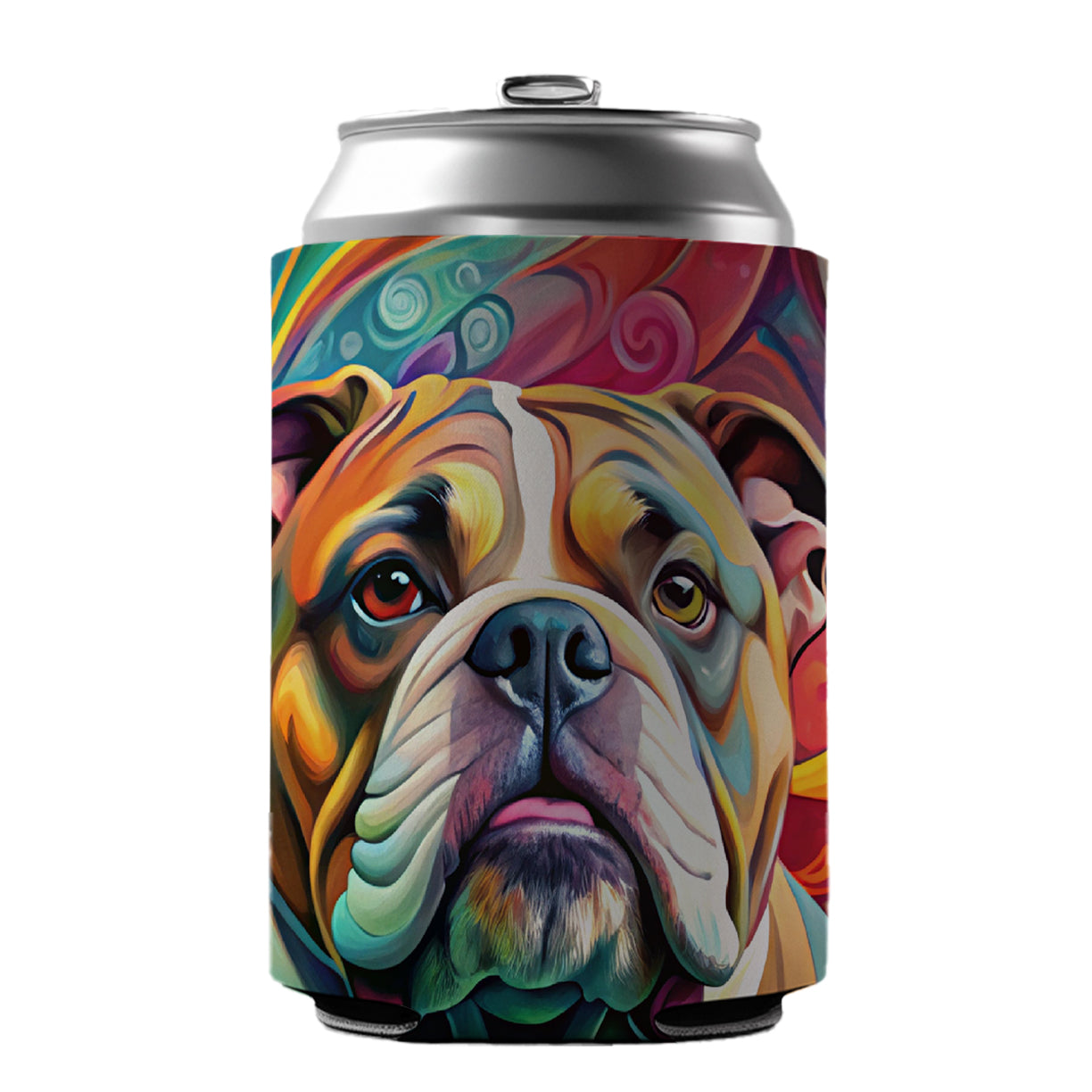 Bulldog Dog Abstract Art Can Cooler Beer Soda Drink Insulated Holder Sleeve Hugger