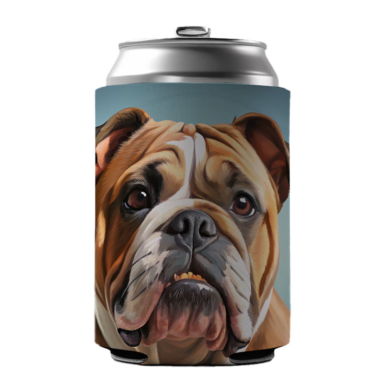 Bulldog Dog Illustration Can Cooler Beer Soda Drink Insulated Holder Sleeve Hugger