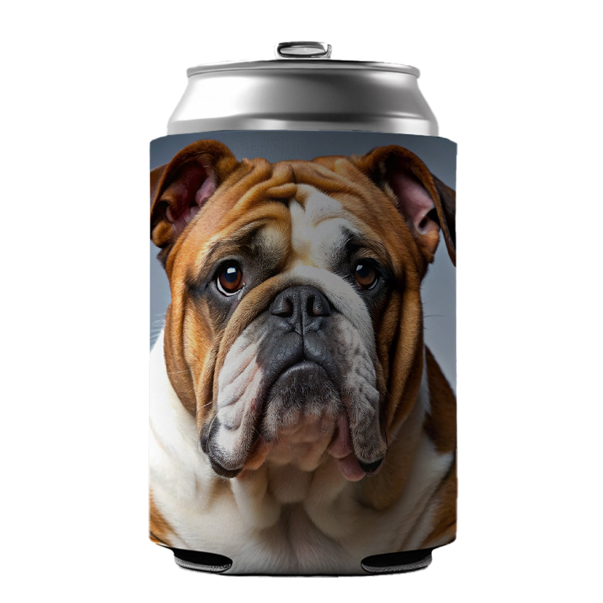 Bulldog Dog Photo Can Cooler Beer Soda Drink Insulated Holder Sleeve Hugger
