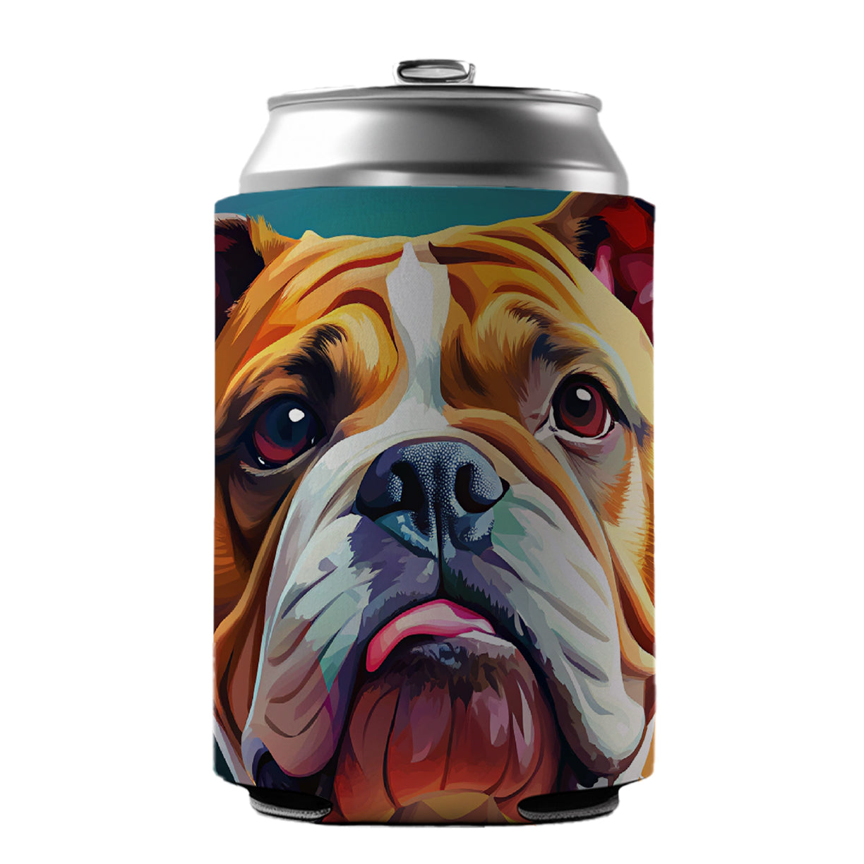 Bulldog Dog Pop Art Can Cooler Beer Soda Drink Insulated Holder Sleeve Hugger