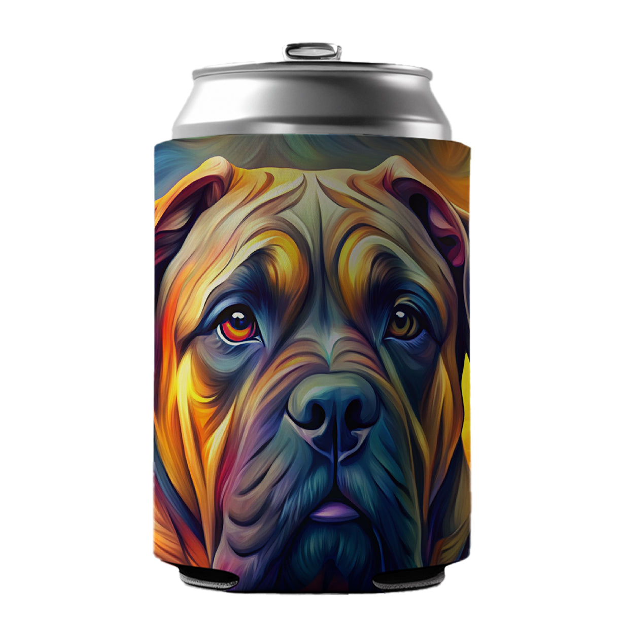 Bullmastiff Dog Abstract Stylized Art Can Cooler Beer Soda Drink Insulated Holder Sleeve Hugger