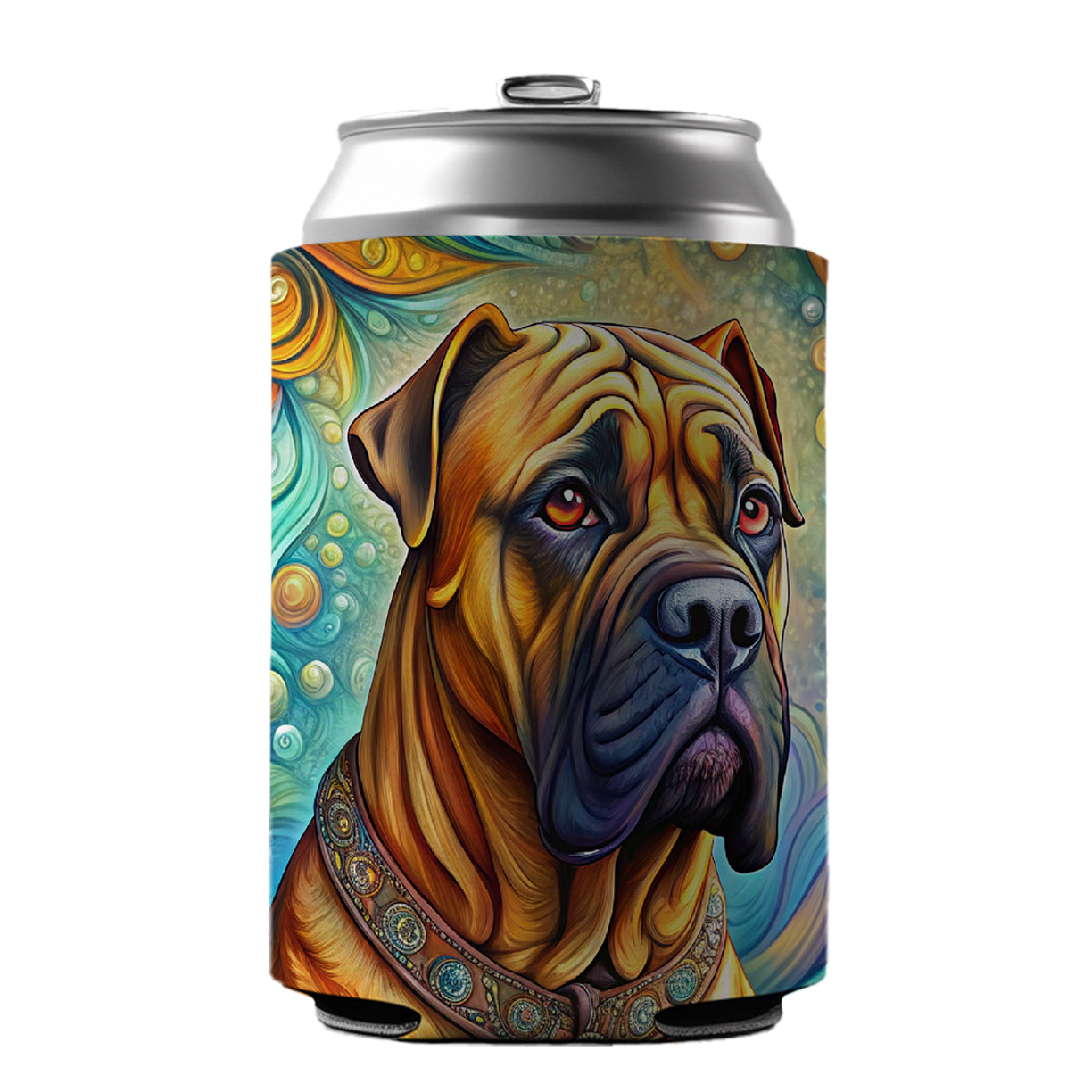 Bullmastiff Dog Bohemian Art Can Cooler Beer Soda Drink Insulated Holder Sleeve Hugger