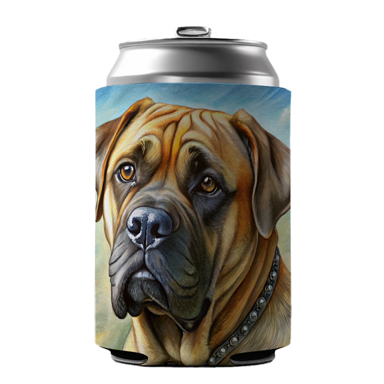 Bullmastiff Dog Illustration Can Cooler Beer Soda Drink Insulated Holder Sleeve Hugger