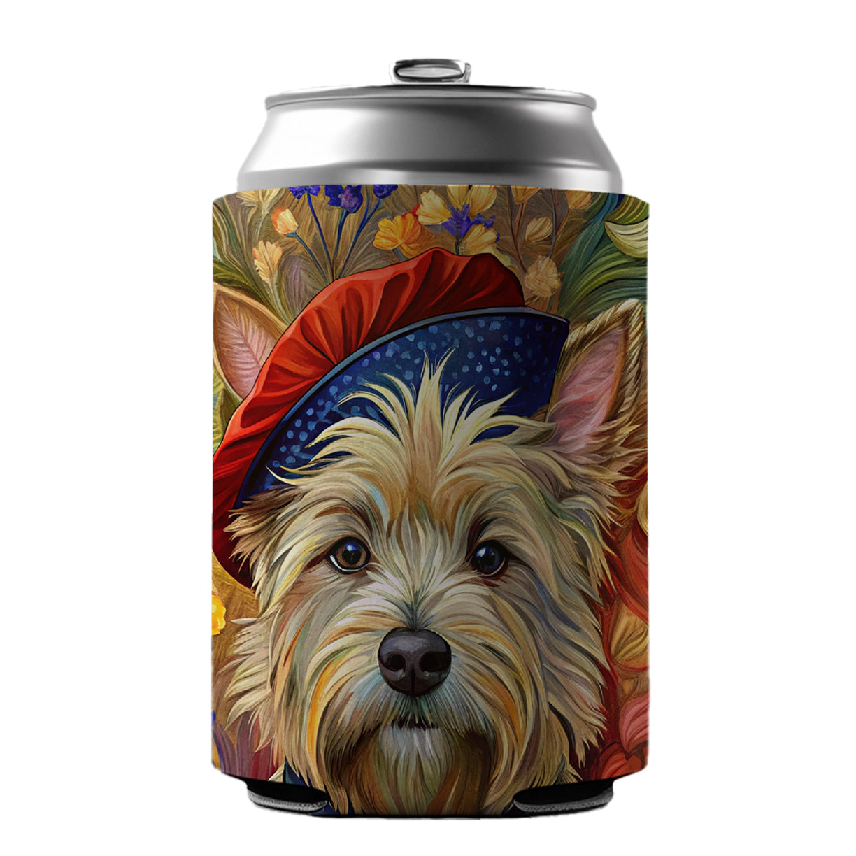 Cairn Terrier Dog French Bohemian Art Can Cooler Beer Soda Drink Insulated Holder Sleeve Hugger