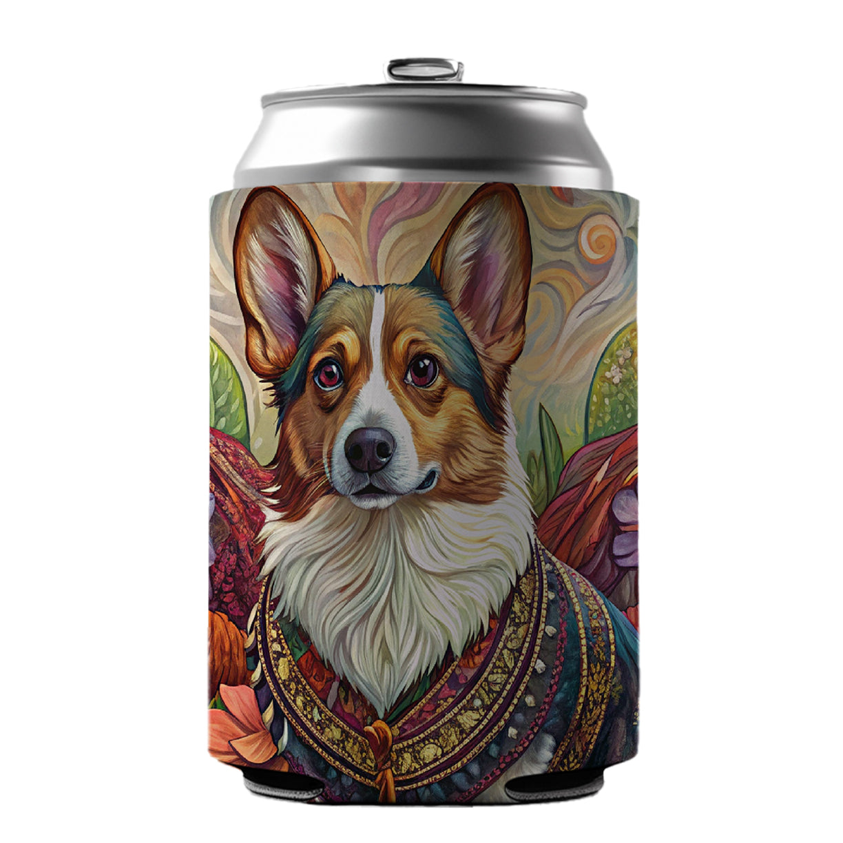 Cardigan Welsh Corgi Dog French Bohemian Art Can Cooler Beer Soda Drink Insulated Holder Sleeve Hugger