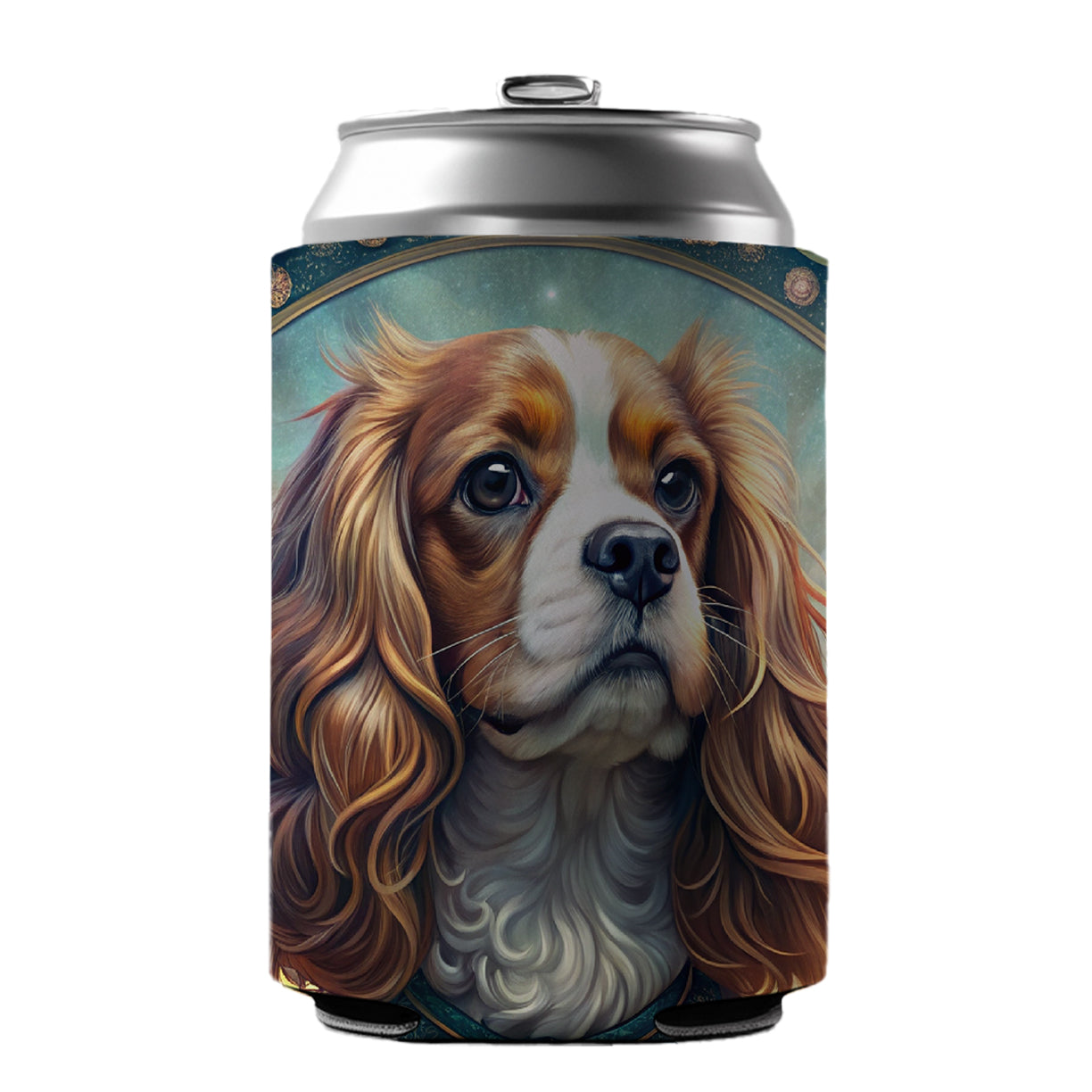 Cavalier King Charles Spaniel Dog Art Nouveau Can Cooler Beer Soda Drink Insulated Holder Sleeve Hugger