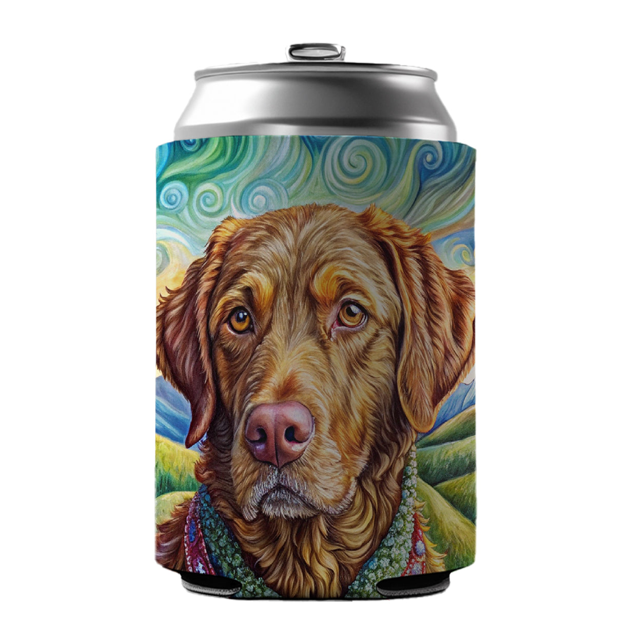 Chesapeake Bay Retriever Dog French Bohemian Art Can Cooler Beer Soda Drink Insulated Holder Sleeve Hugger