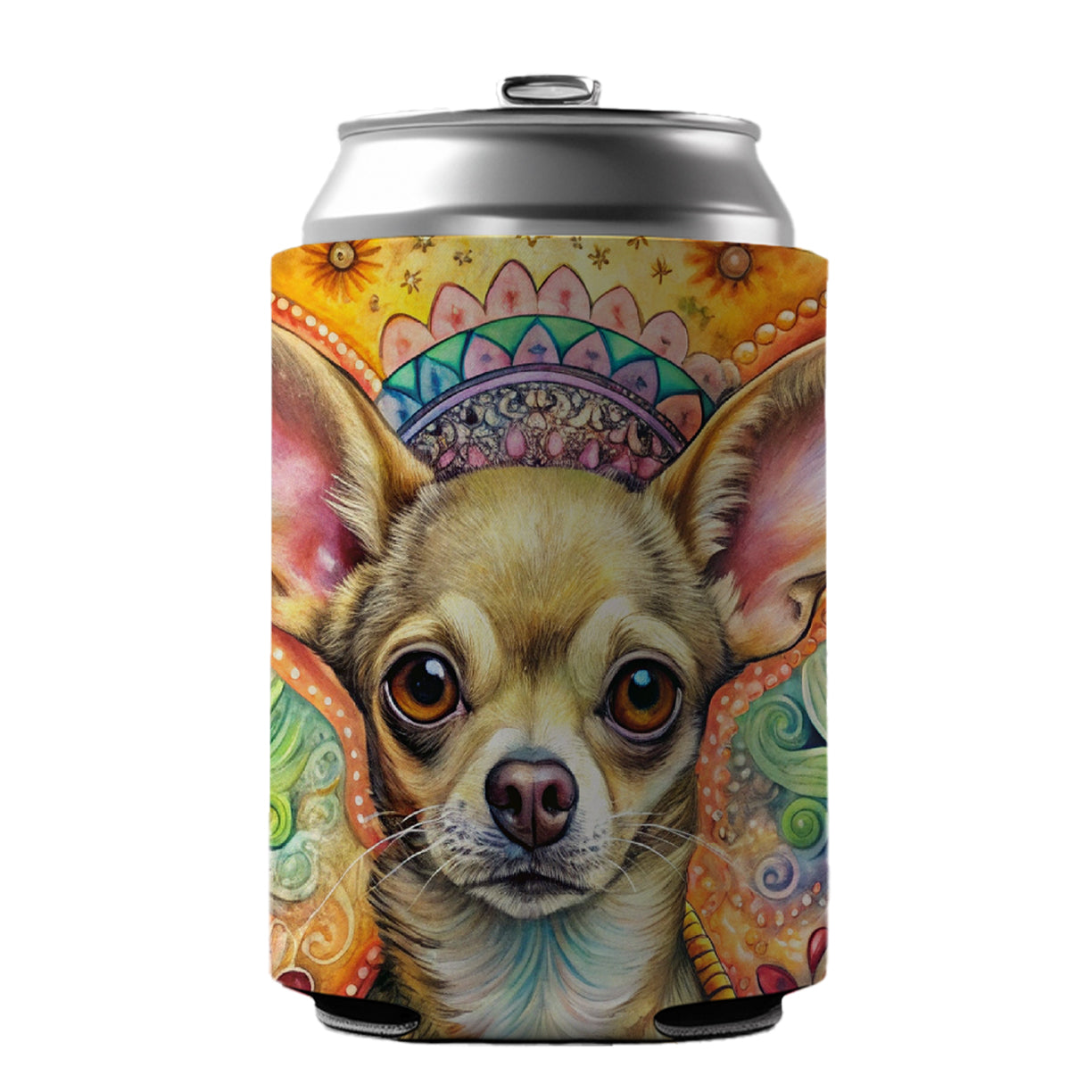 Chihuahua Dog Bohemian Art Can Cooler Beer Soda Drink Insulated Holder Sleeve Hugger