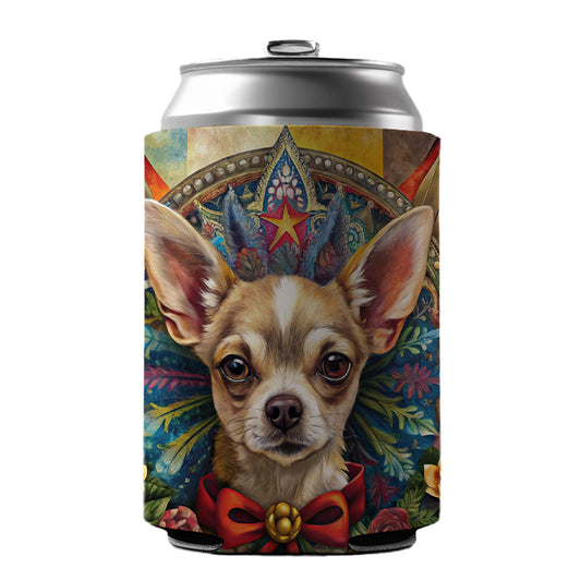Chihuahua Dog French Bohemian Art Can Cooler Beer Soda Drink Insulated Holder Sleeve Hugger