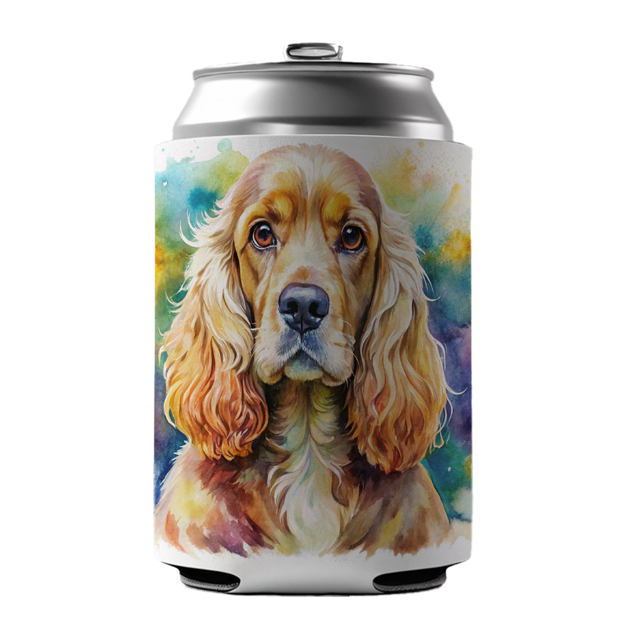 Cocker Spaniel Dog Watercolor Style Can Cooler Beer Soda Drink Insulated Holder Sleeve Hugger