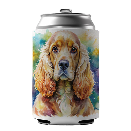 Cocker Spaniel Dog Watercolor Style Can Cooler Beer Soda Drink Insulated Holder Sleeve Hugger