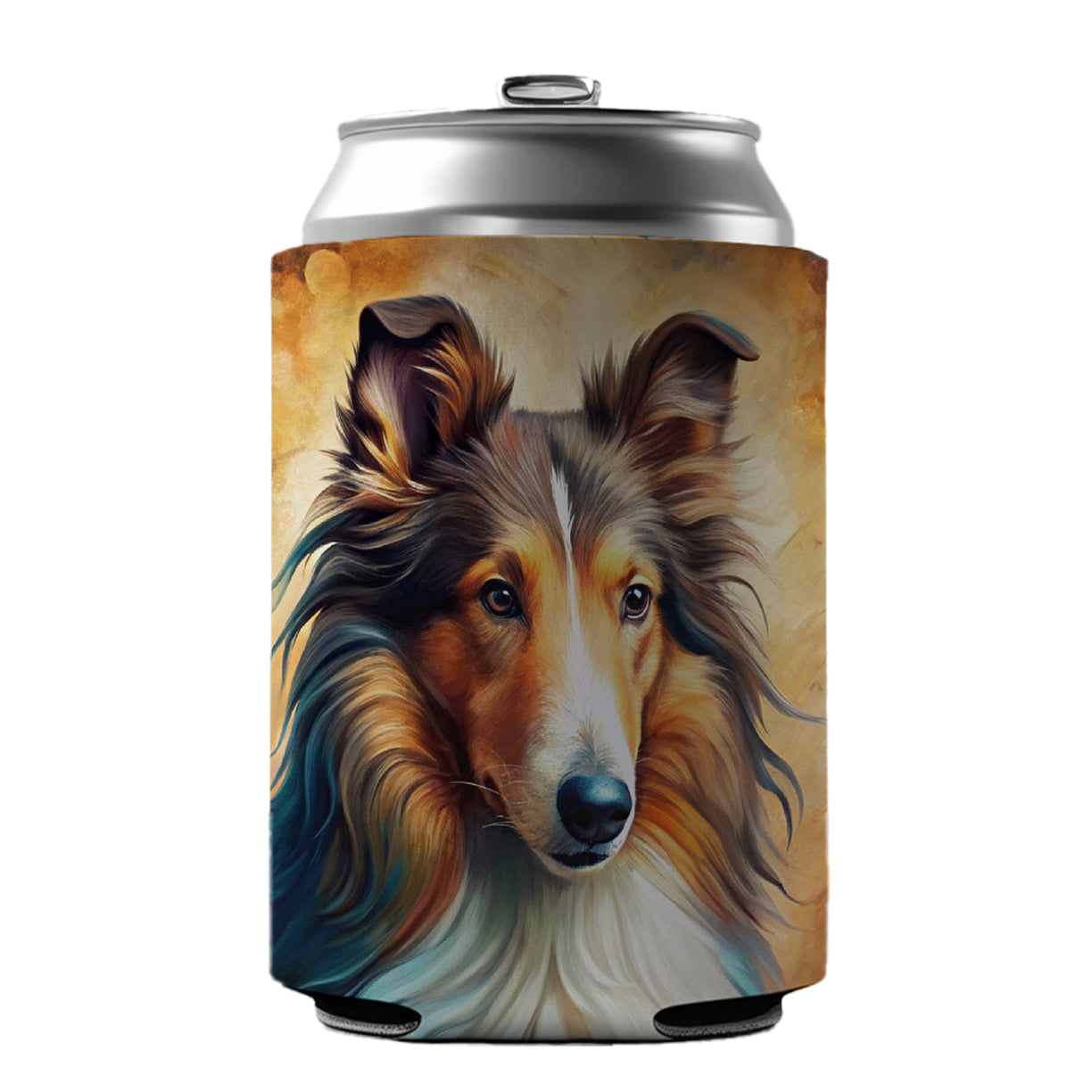 Collie Dog Abstract Art Can Cooler Beer Soda Drink Insulated Holder Sleeve Hugger