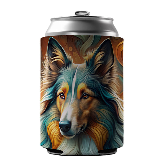 Collie Dog Abstract Stylized Art Can Cooler Beer Soda Drink Insulated Holder Sleeve Hugger