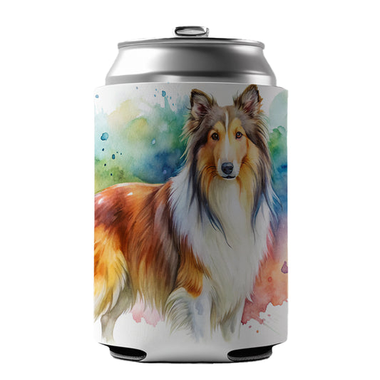 Collie Dog Watercolor Style Can Cooler Beer Soda Drink Insulated Holder Sleeve Hugger