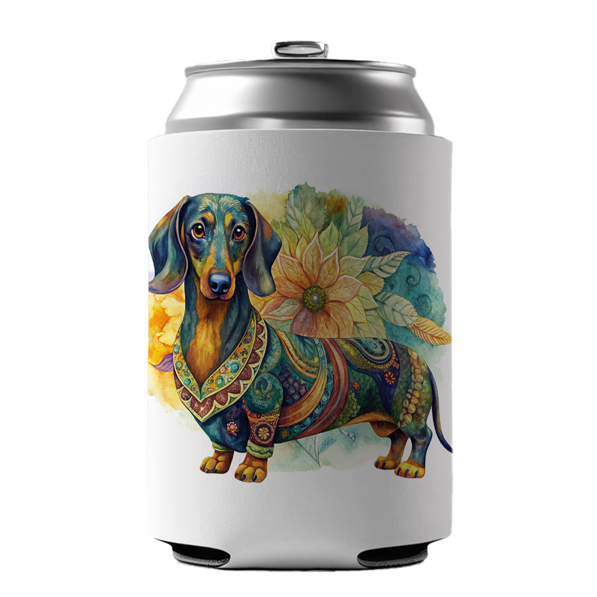 Dachshund Dog Bohemian Art Can Cooler Beer Soda Drink Insulated Holder Sleeve Hugger